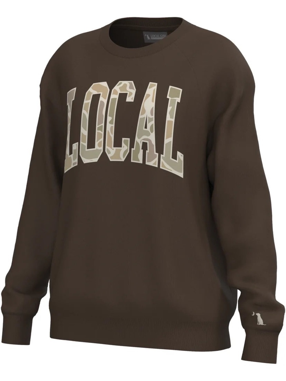 Local Girl Espresso Crescent Crew Sweater Top